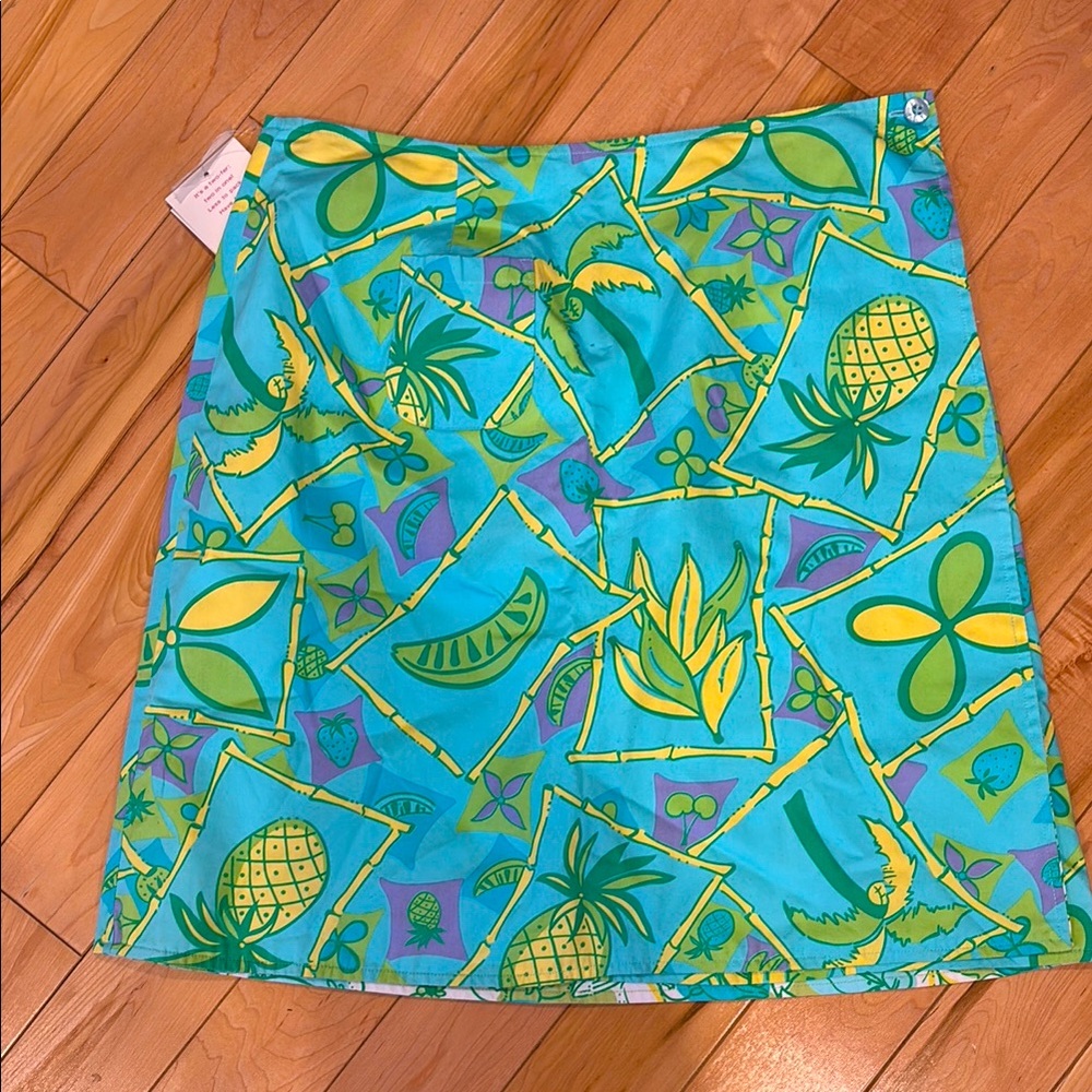 Lilly Pulitzer guava green  reversible Macadamia Nuthouse Print Skirt